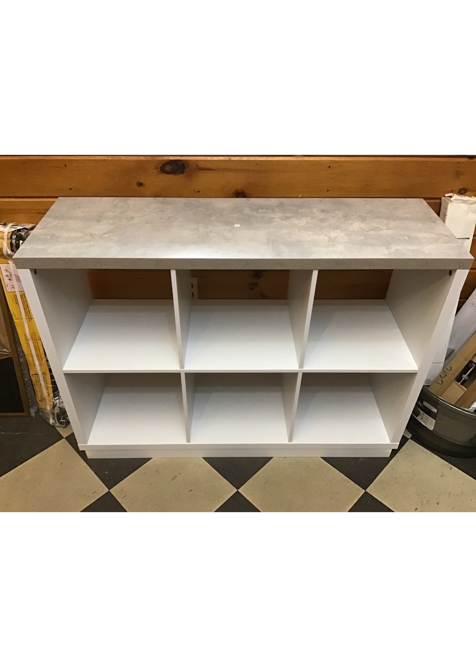 *Loose construction- Threshold 6 Cube Organizer White with marbled grey top