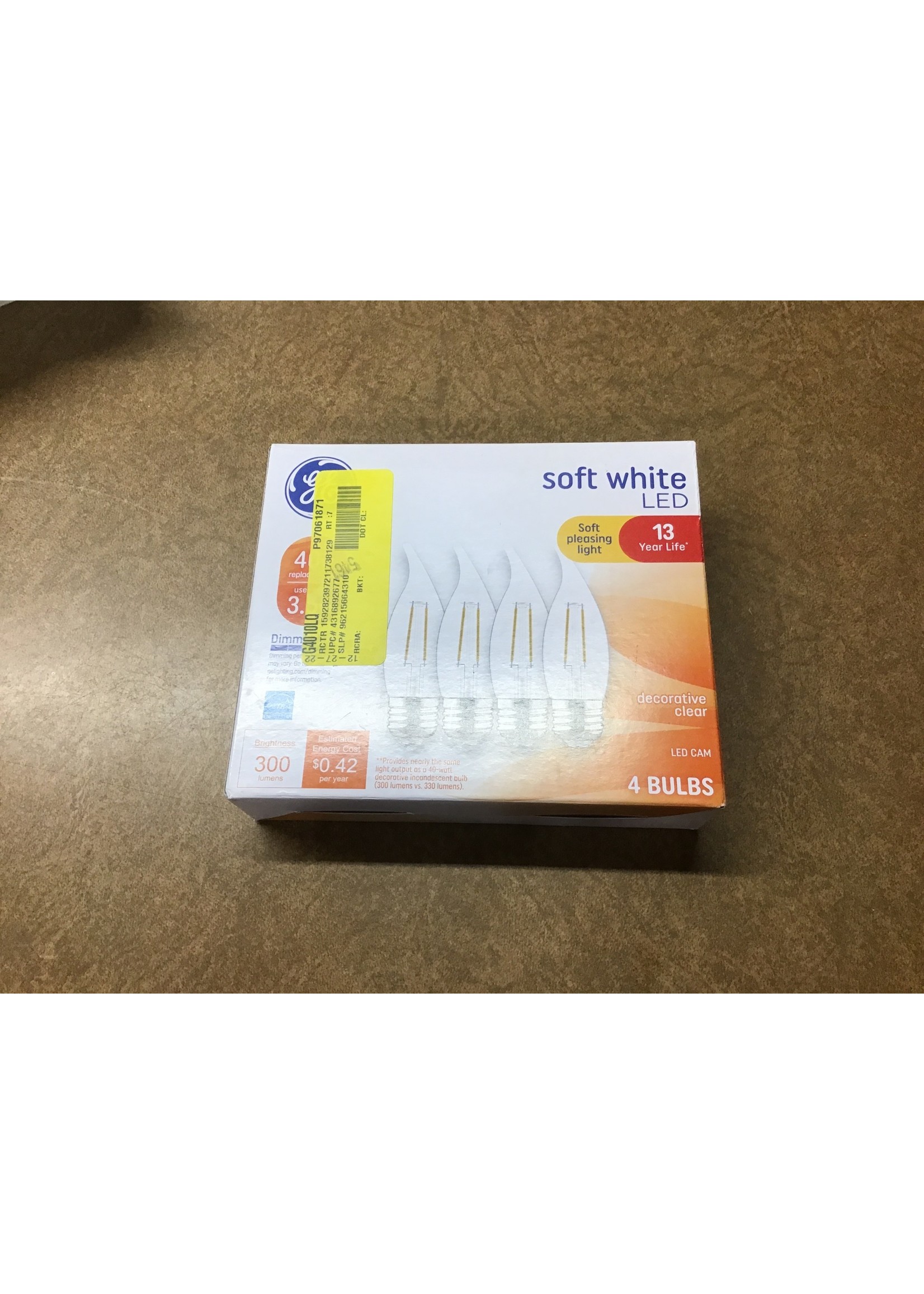 GE LED Decorative Light Bulbs, Soft White, 40 Watt Eqv, Medium Base, 13 Year, 4pk