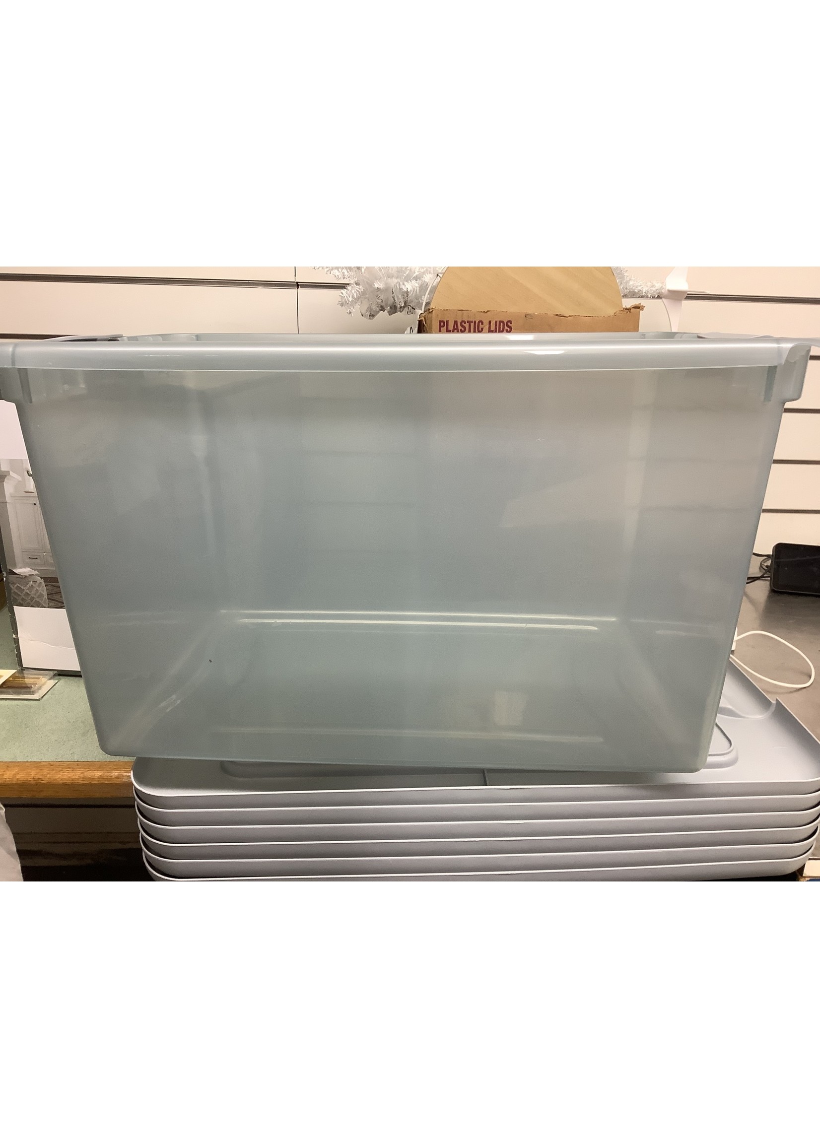 Sterilite 64 qt. Latching Box Plastic, Silver Tint, Set of 6