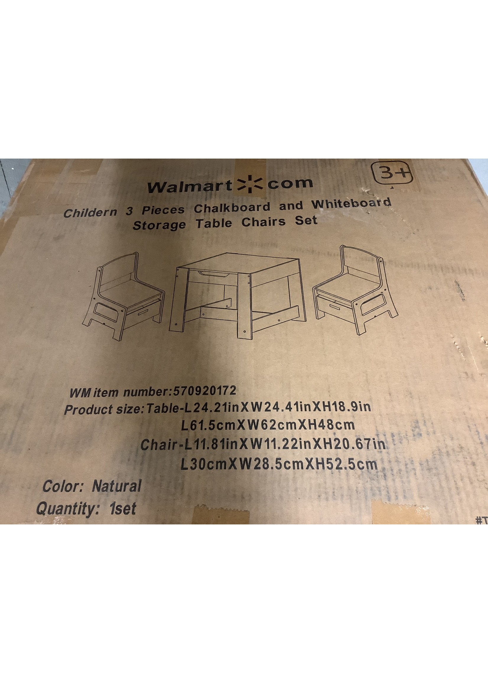 *Open Box Senda Kids Wooden Storage Table and Chairs Set, Natural Color