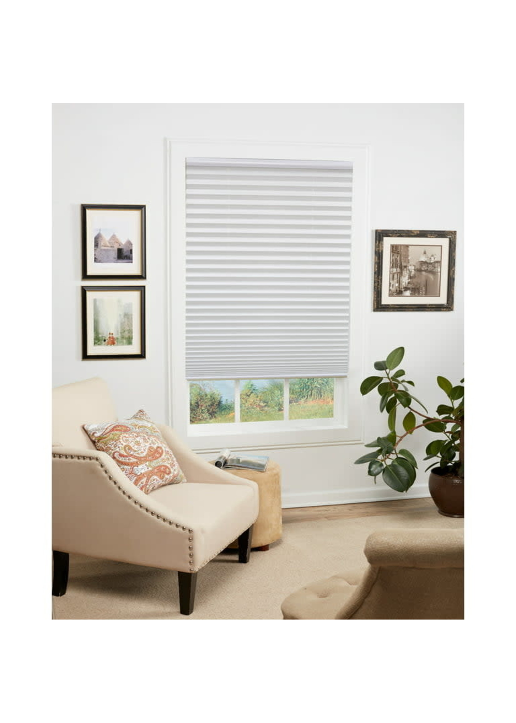 Regal Estate, 1 in. Cordless Light Filtering Pleated Shade, White, 30W x 64L
