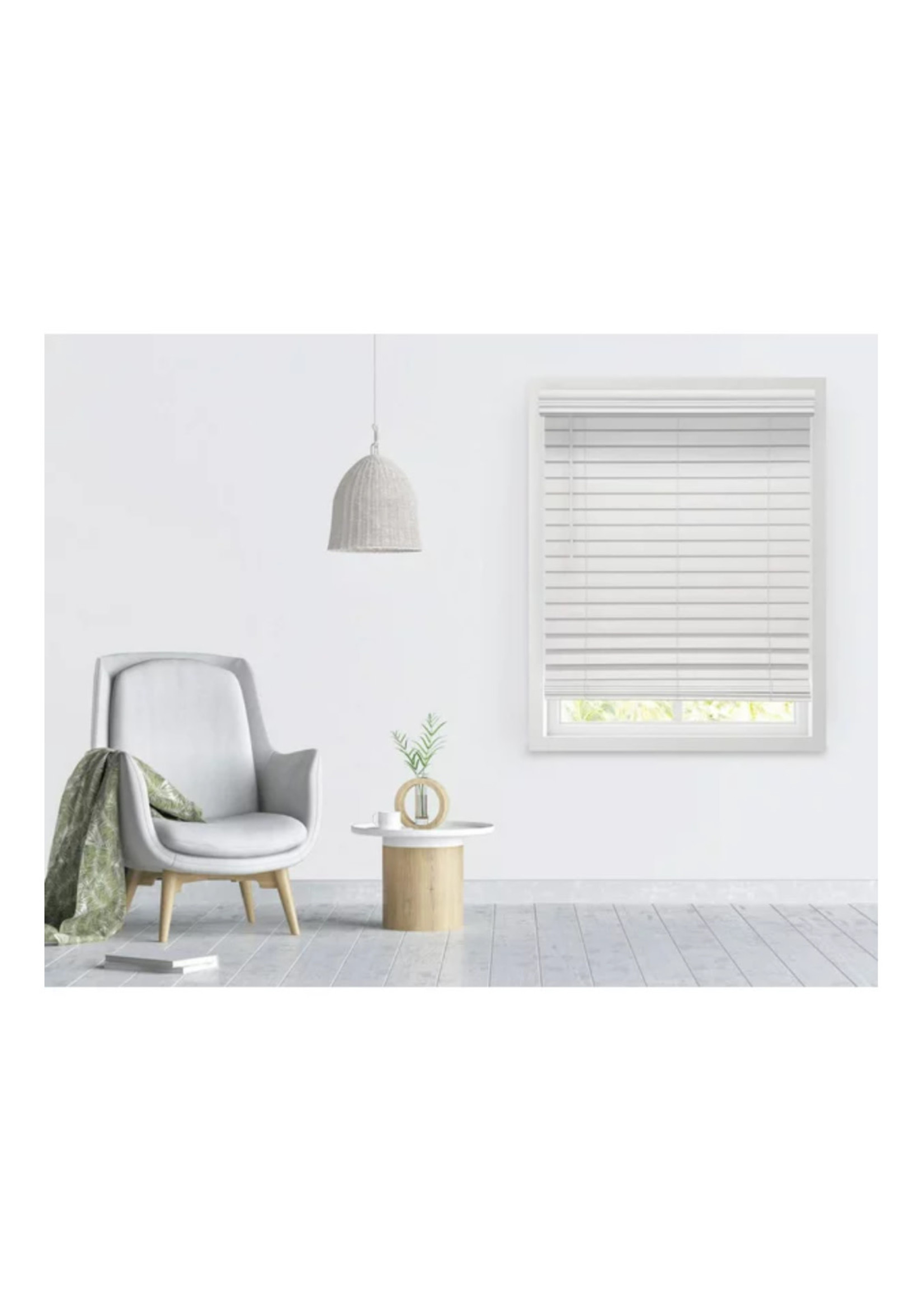 *Open Box Richfield Studios 2 Cordless Faux Wood Blinds, White 39”x64”