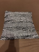 Nourison Woven Raised Striped Black 18 x 18 Indoor/Outdoor Throw Pillow