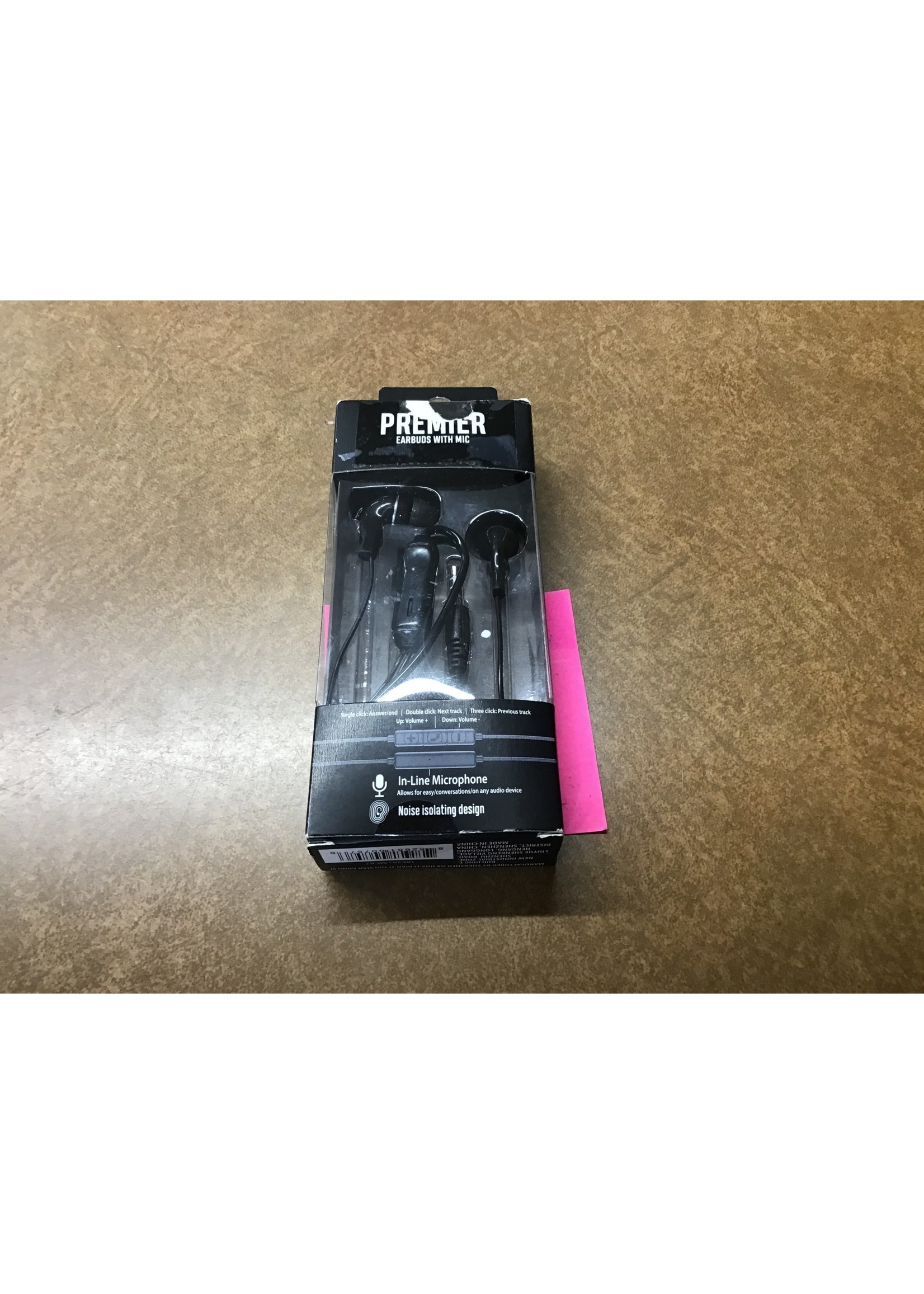 *open box* Premier Earbuds With Mic Compatible With Most Phones Black