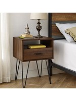 25.25Hx17.75Lx15.75W  1-Drawer Hairpin Side Table - Dark Walnut *open box*
