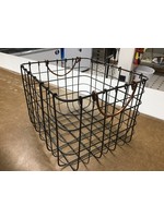 Square wire basket with copper handles 11” x 10”x 8”