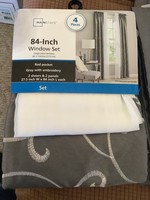 Mainstays 84” Window Set Gray w/ Embroidery 2 Sheets 2 Panels