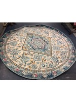 8Ft Round Loloi II Nadia Abstract Aqua / Navy Area Rug