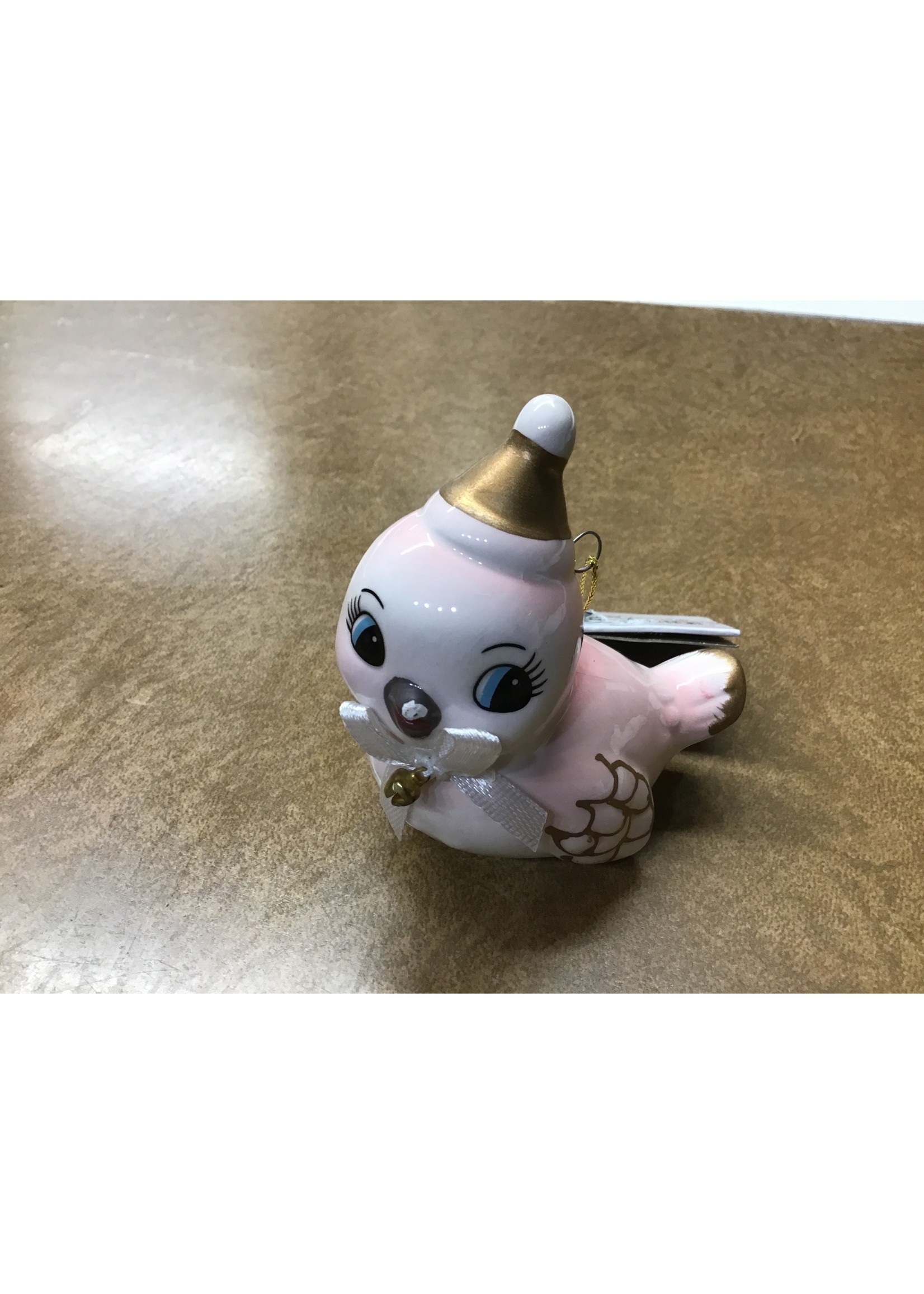 *chip on beak* Target Wondershop Vintage Style Pink Christmas Bird Ornament Ceramic 3"