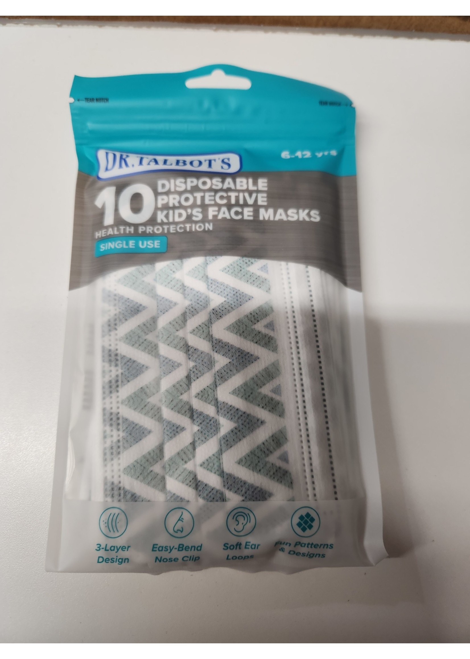 Dr. Talbot's Disposable Kid's Face Masks Zig Zag 10ct
