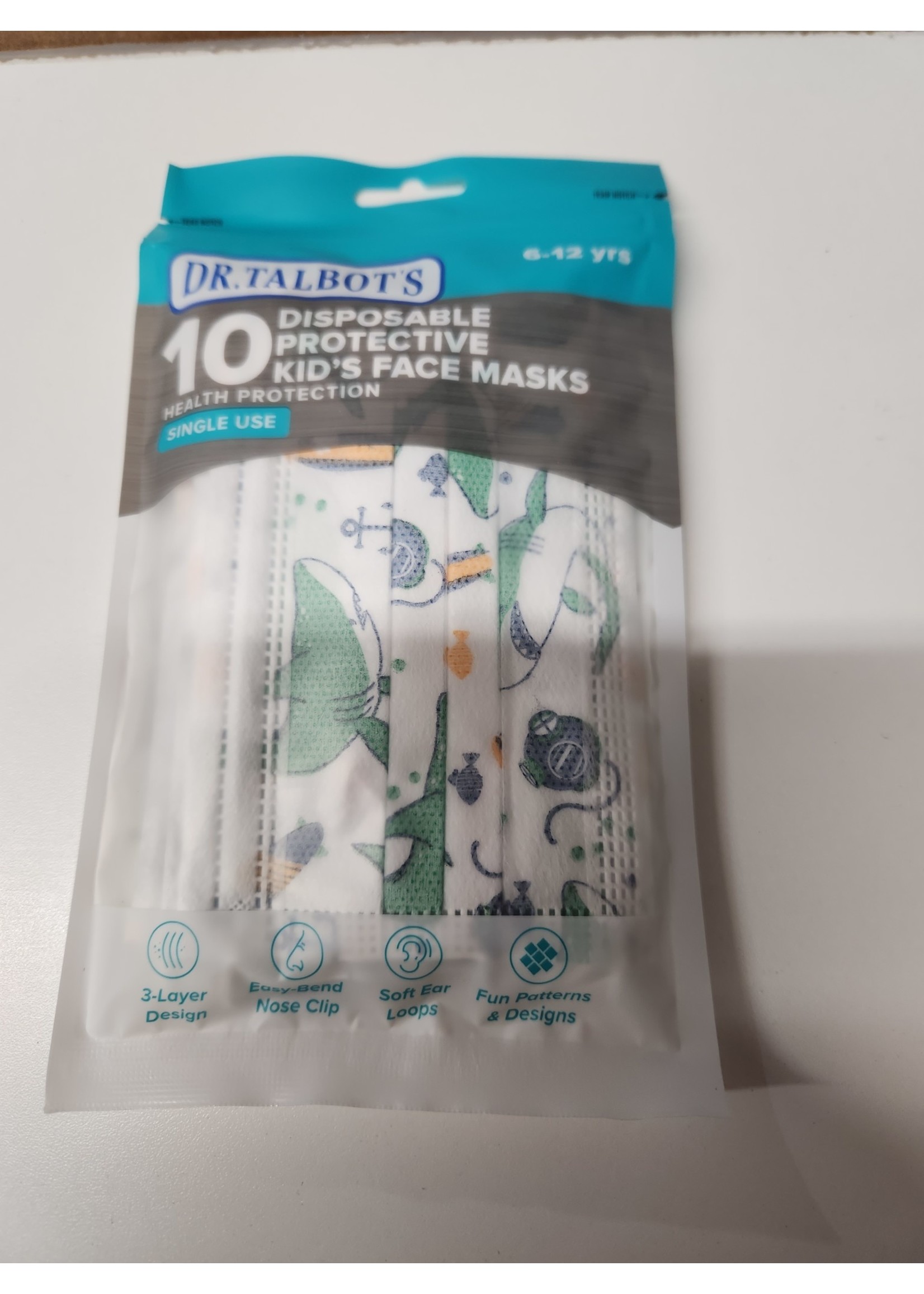 Dr. Talbot's Disposable Kid's Face Masks Sharks - 10ct
