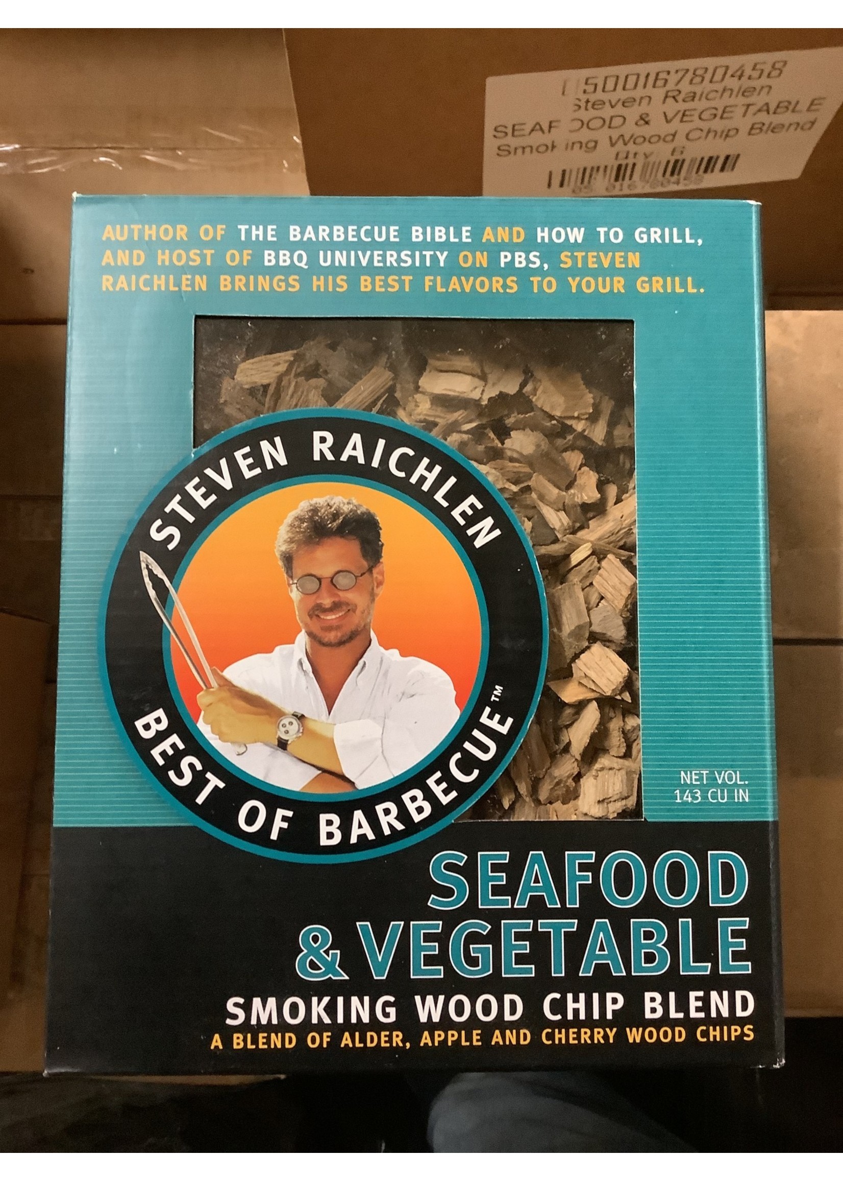 Steven Raichlen Best of BBQ- Seafood & Vegetable Smoking Wood Chip Blend 143cu in box