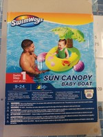 SwimWays Sun Canopy Baby Boat, Swim Step 1, Ages 9-24 Months, Palm Tree