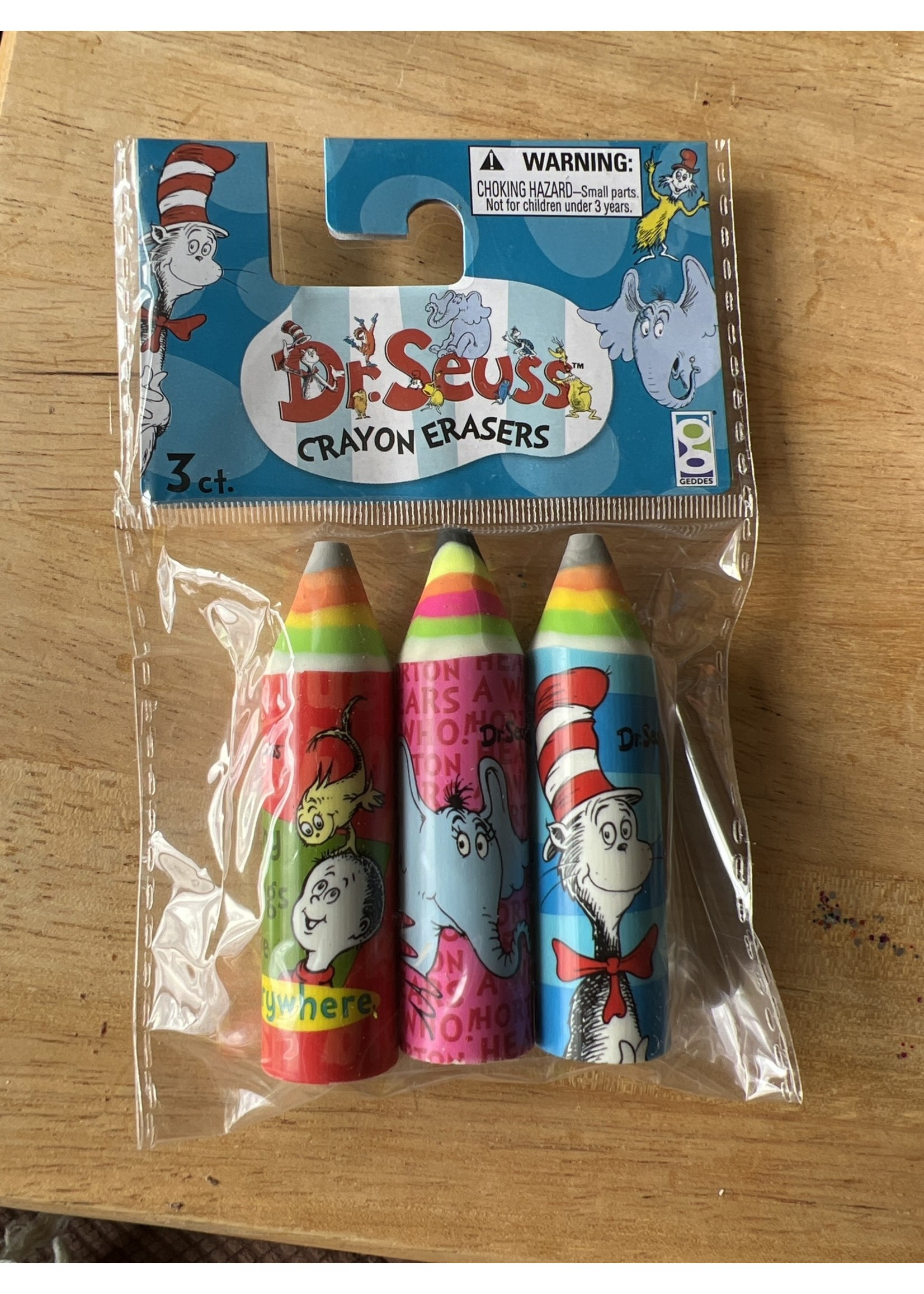 Dr. Seuss Crayon Erasers 3pk Blue