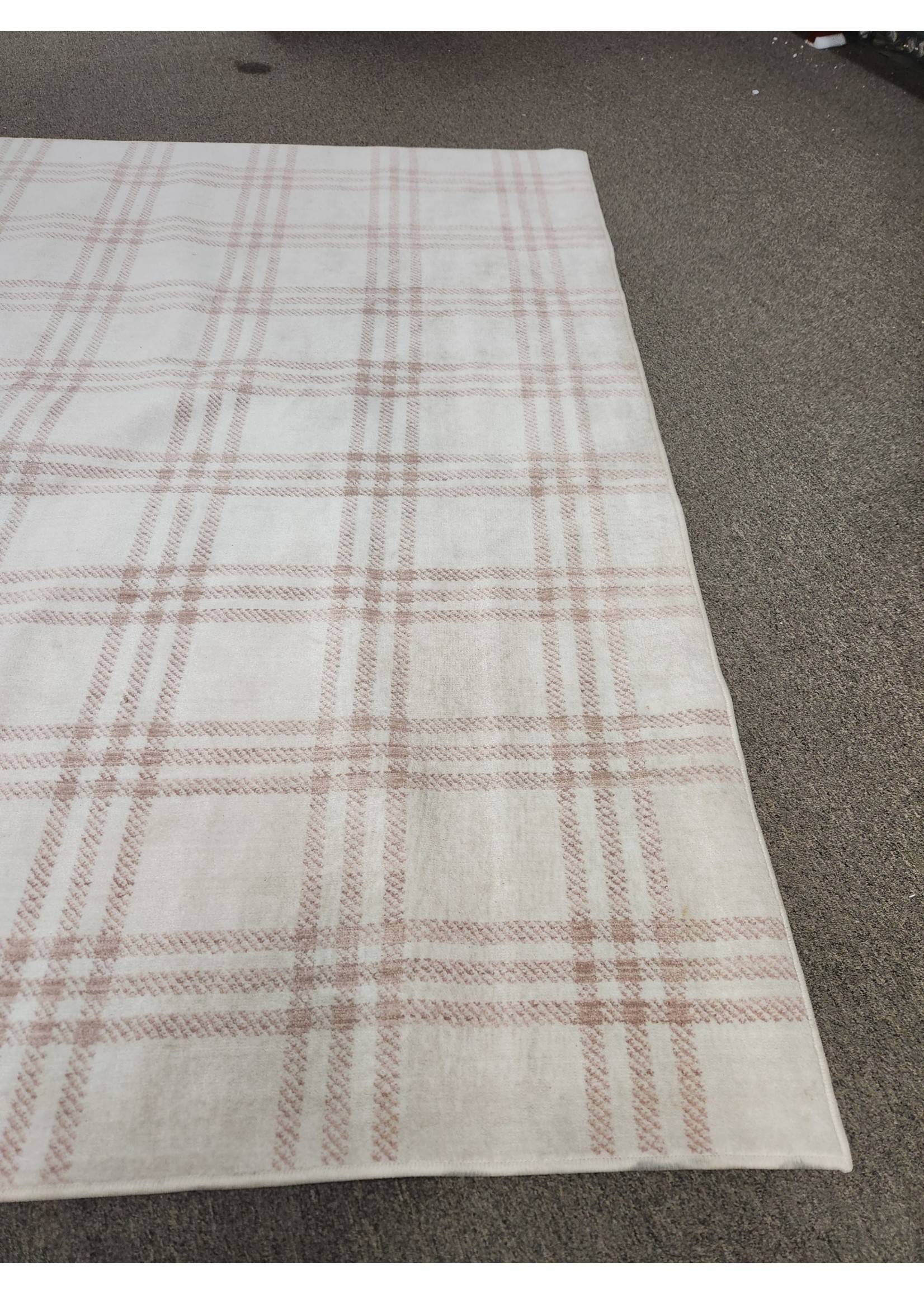 Some Dirt Spots GAP Home Distressed Plaid Indoor Area Rug, Blush, 8x10