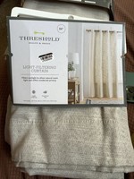 Open Package-Threshold Curtain Panel Light-Filtering 84” Cream Textured Weave