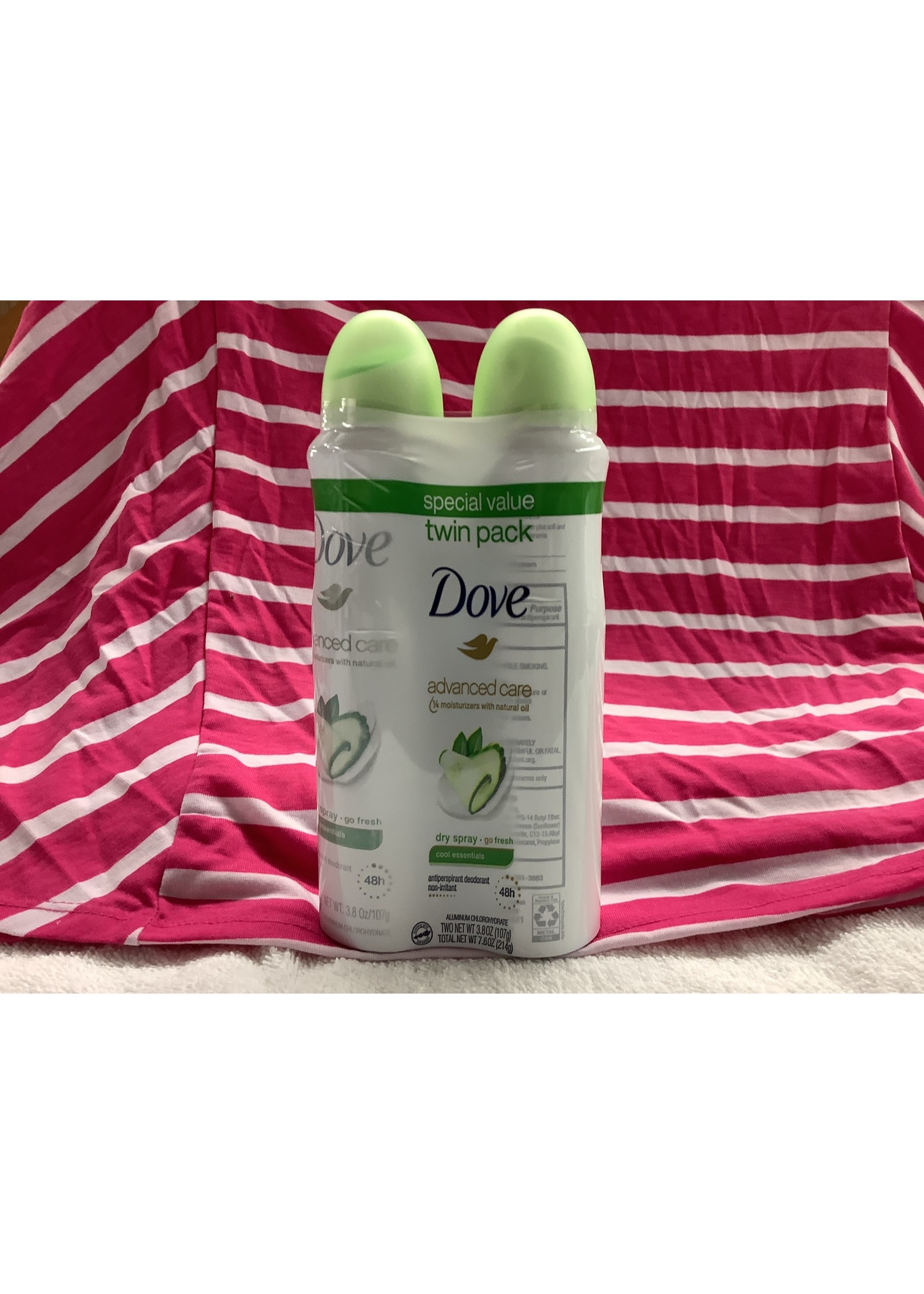 Dove Twin Pack Advanced Care Dry Spray Deodrant Antiperspirant [EXPIRED 1-22}