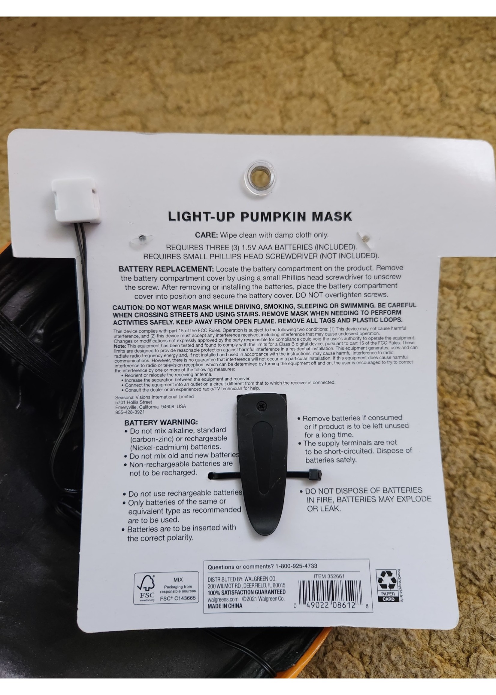 Halloween Lightup Pumpkin Mask