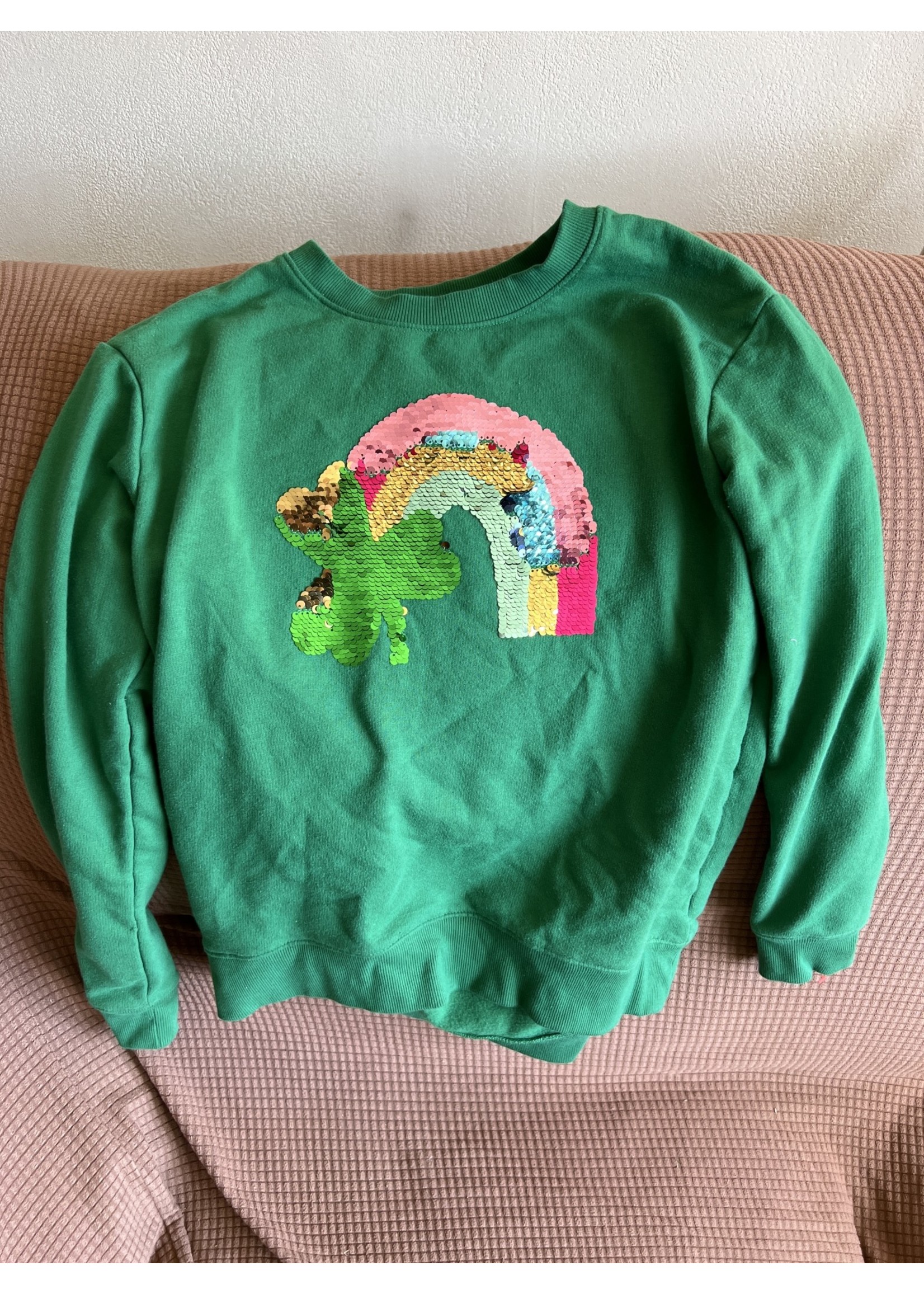 NWOT- Cat&Jack XL 14/16 Green Rainbow/Shamrock Sequin Sweatshirt
