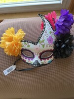 Mardi Gras flowered Halloween Mask - one broken flower
