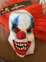 Halloween Clown Mask w/ Red Hair
