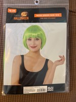 Happy Halloween Neon Green Bob Wig OSFM