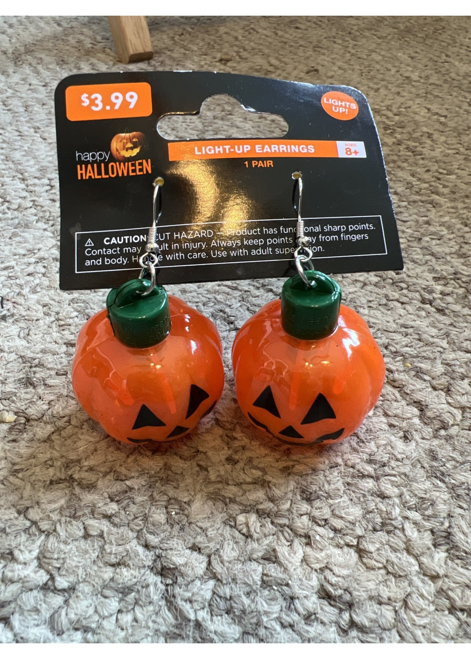 Light Up Halloween Pumpkin Earrings