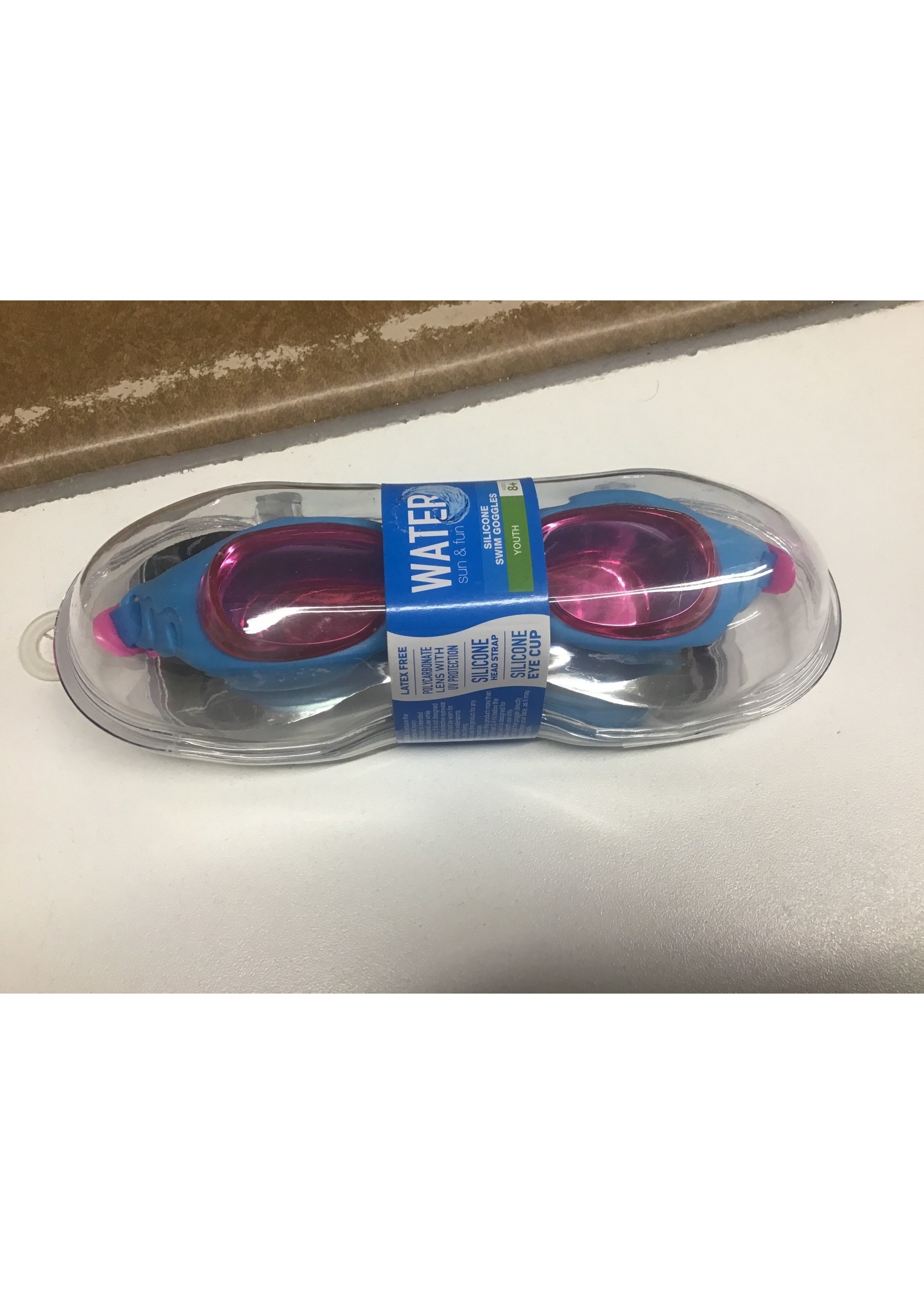 Water Sun & Fun silicone swim goggles youth blue pink