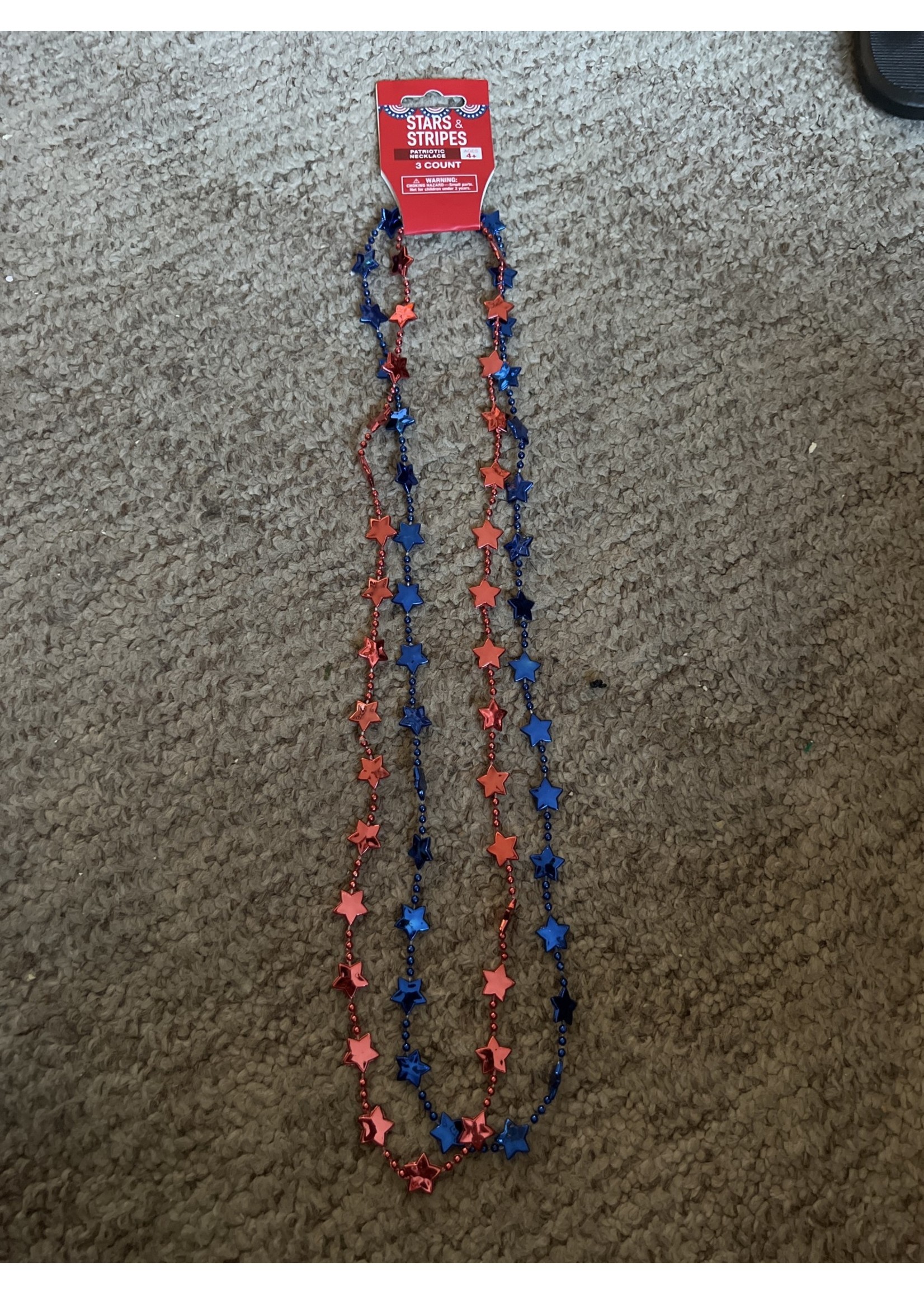 Stars & Stripes Patriotic Necklaces 2ct red and blue