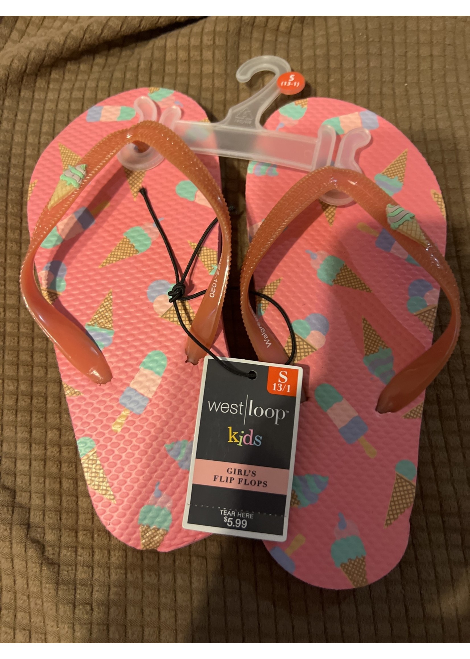 Little Dented- West Loop Girl’s Flip Flops S 13/1 Pink ice cream