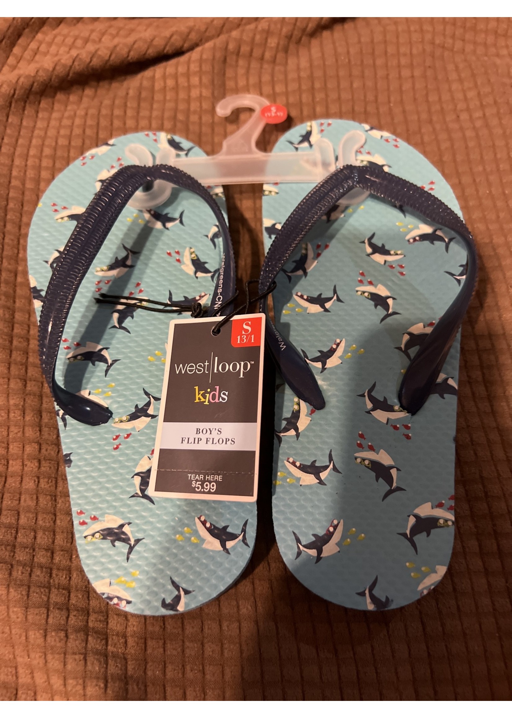 West Loop Boy’s Flip Flops S 13/1 Blue Sharks
