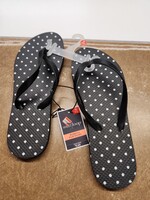 West Loop Women's Flip Flops Sandals Black/White Polka Dot Small 5/6