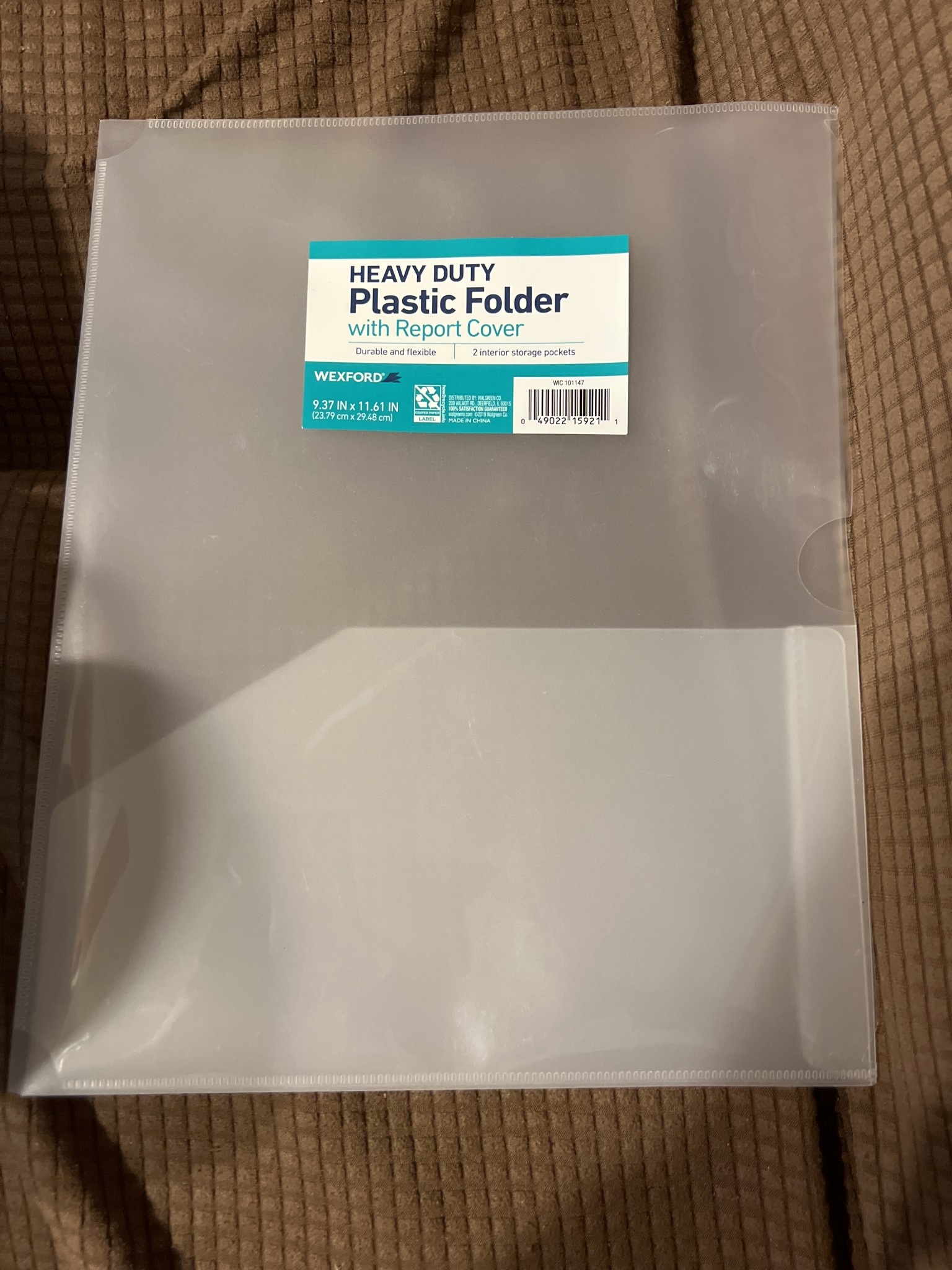 Heavy duty Plastic Folder w/ report cover clear Wexford D3 Surplus Outlet