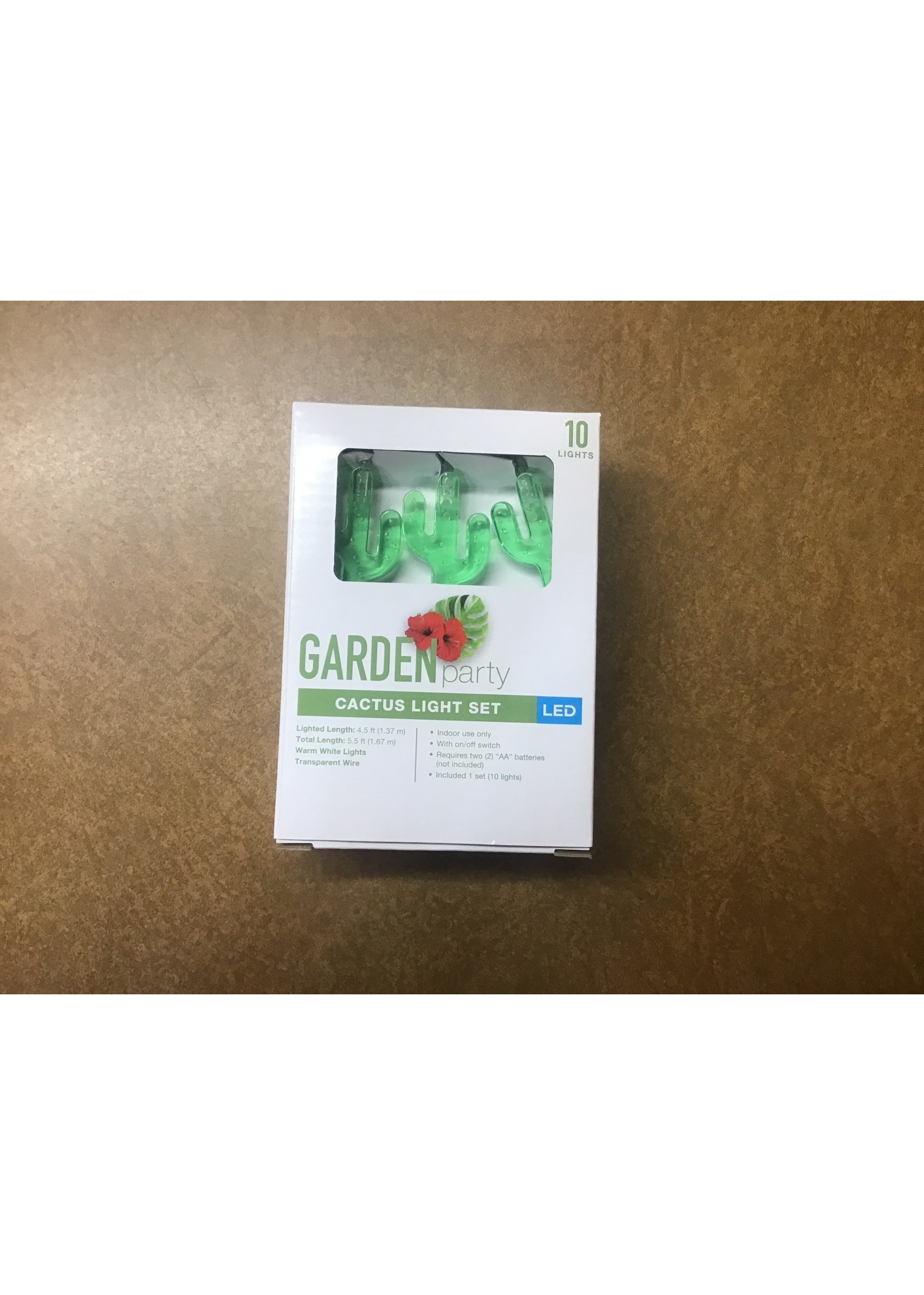 Garden Party String Cactus Light Set 10 Lights 2AA Batteries 4.5 Feet