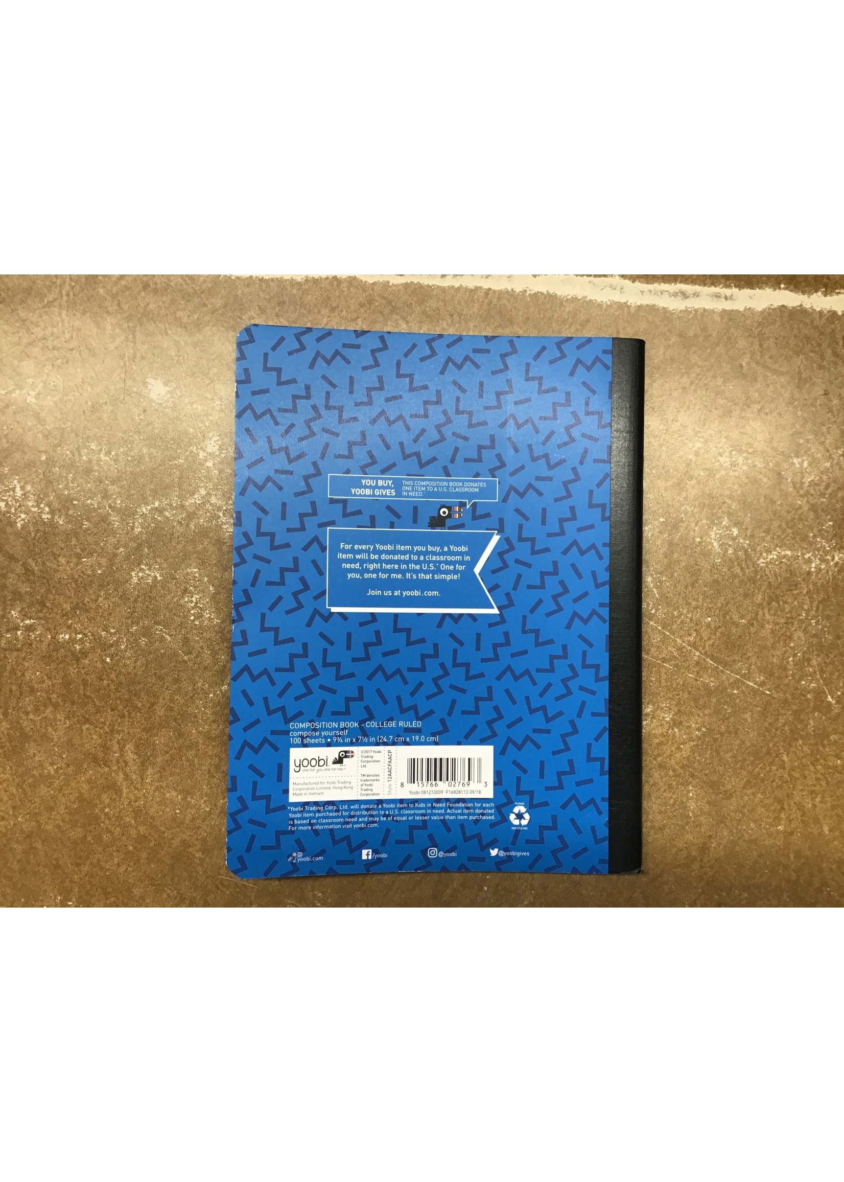 Composition Notebook College Ruled 100 Sheets Blue - Yoobi