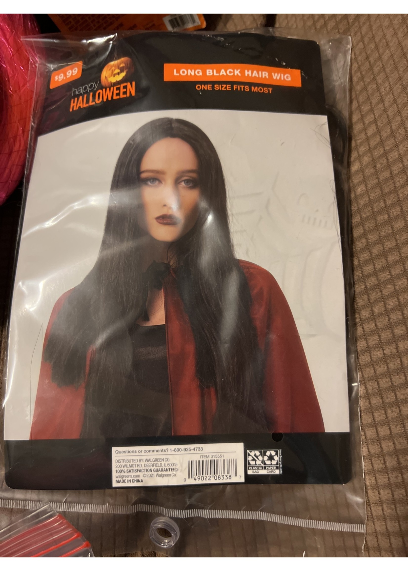 Open package- Happy Halloween Long Black Hair Wig OSFM