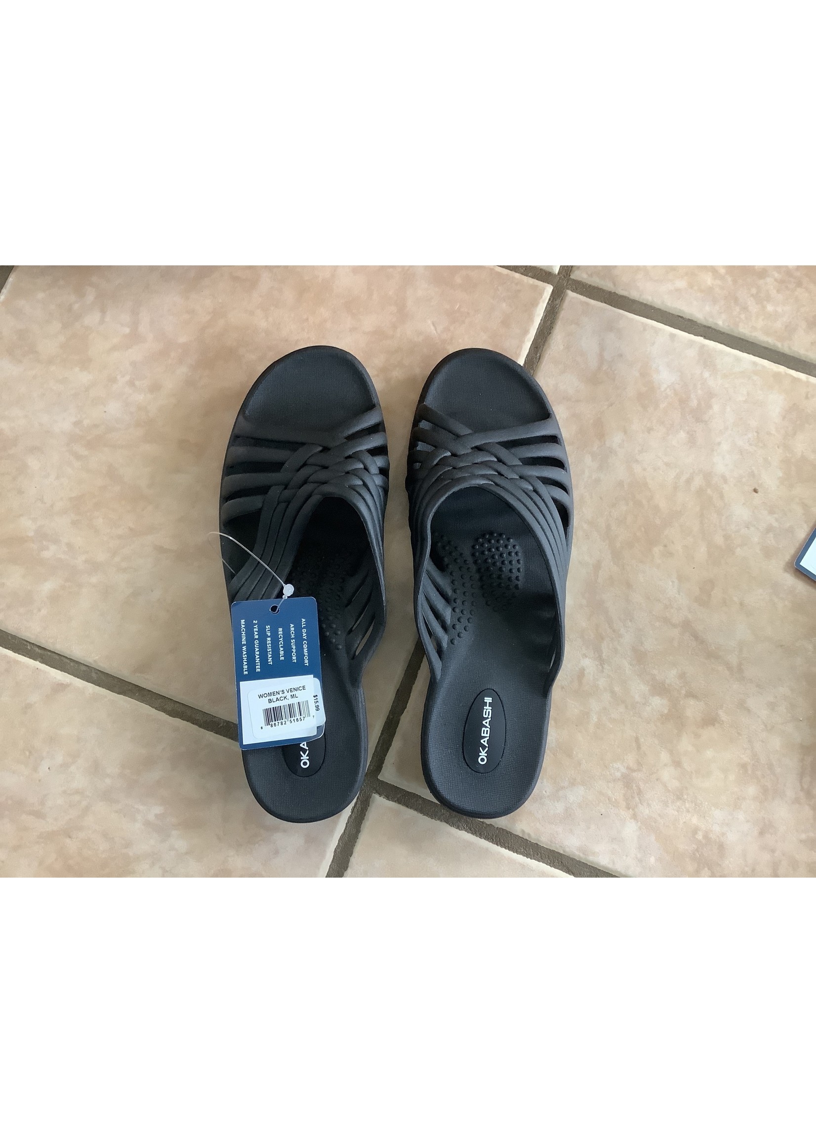 Okabashi Women’s Venice Black Sandals sz ML 8.0 - 9.0