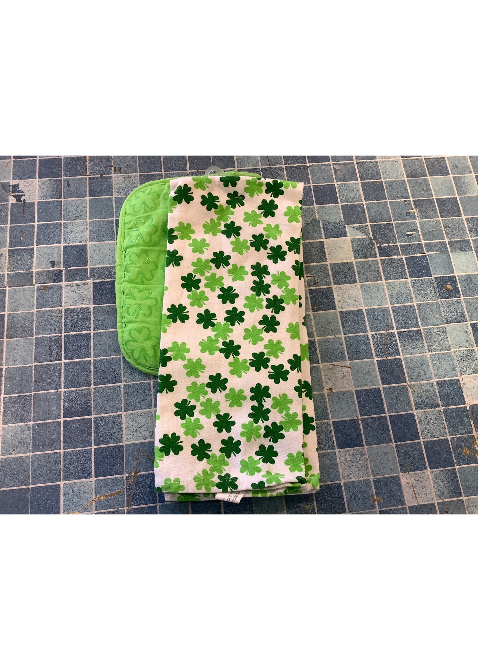 Dish Towel & Pot Holder Set - Four Leaf Clover