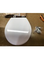 Distressed connector- Bemis Round Enameled Wood Toilet Seat in Cotton White with EasyClean Hinge