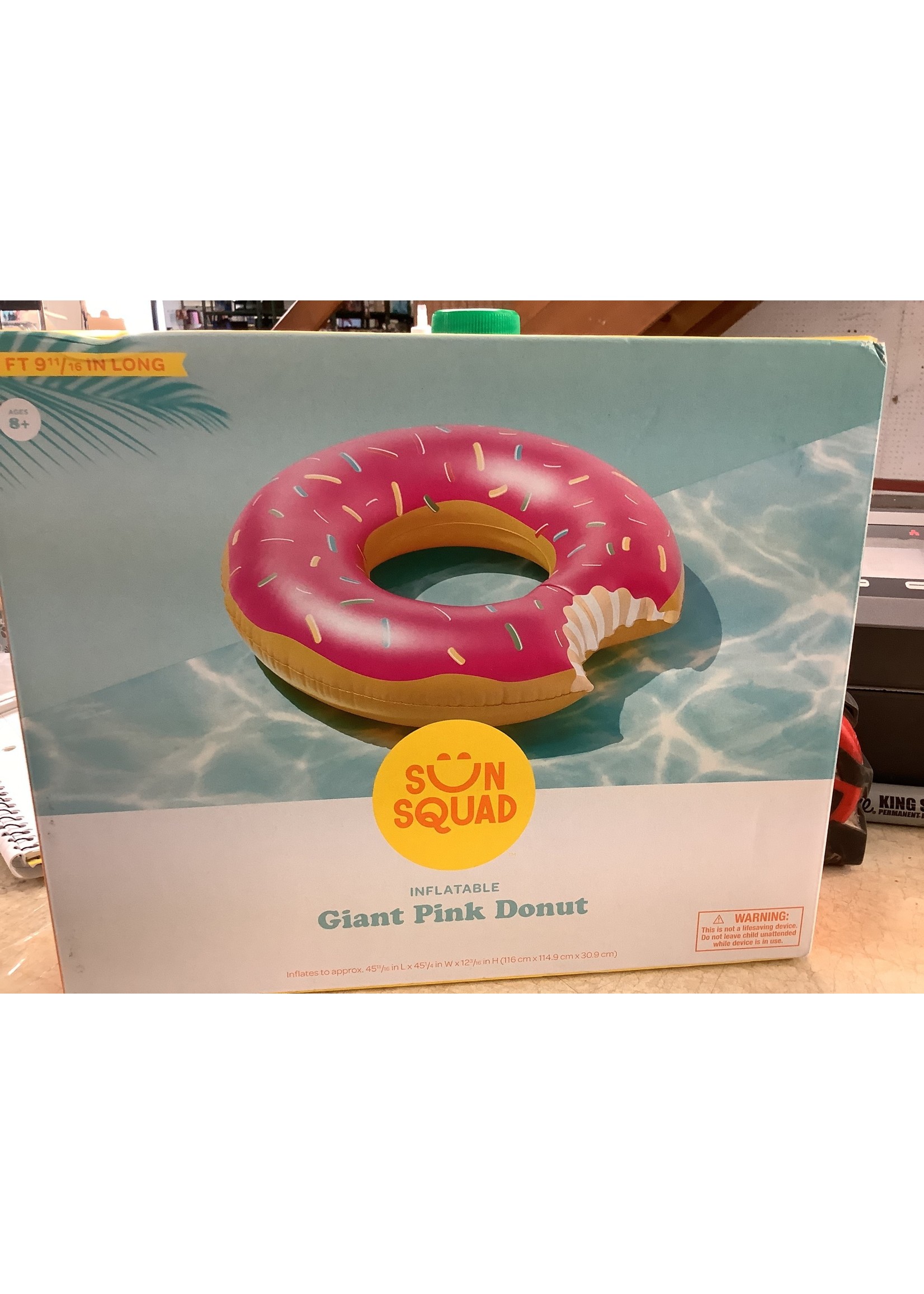*Box Damage*Strawberry Donut Pool Float Bright Pink - Sun Squad