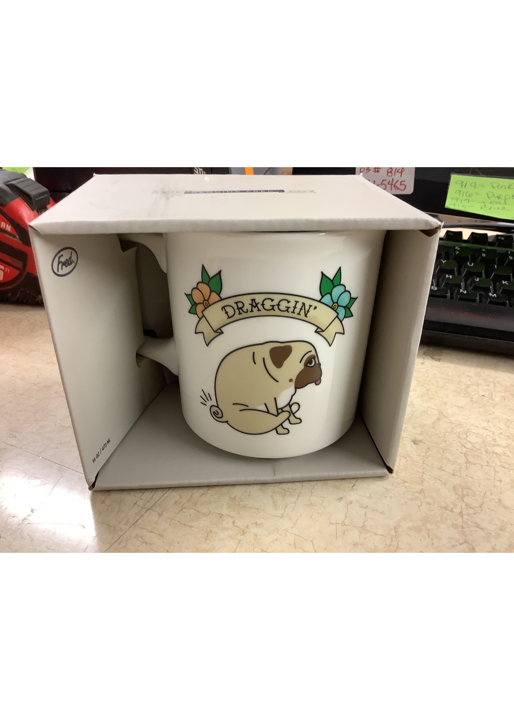 16oz Dragging Pug Mug