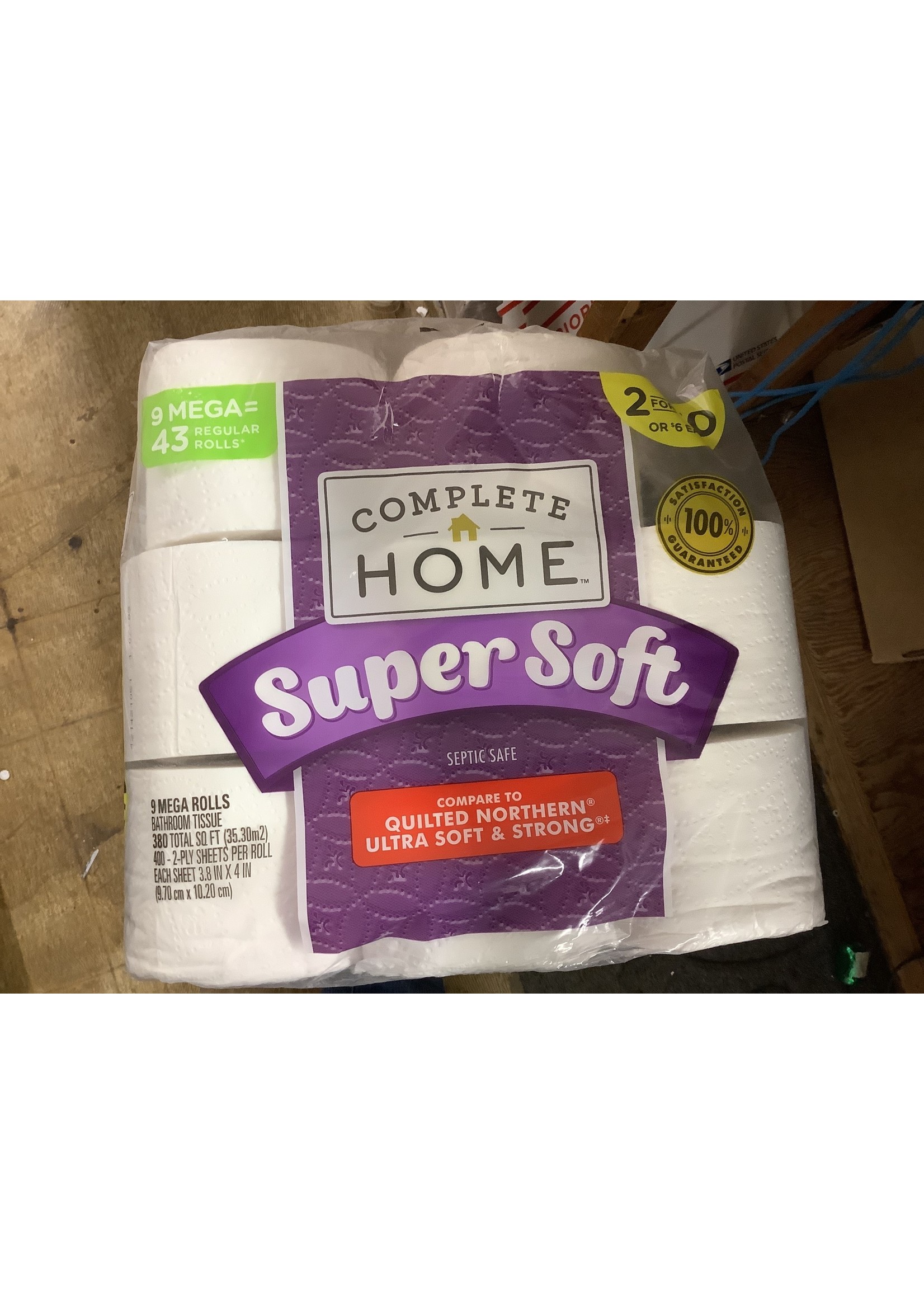 *Open Package Complete Home 9 Mega Rolls Toilet Paper Missing 1