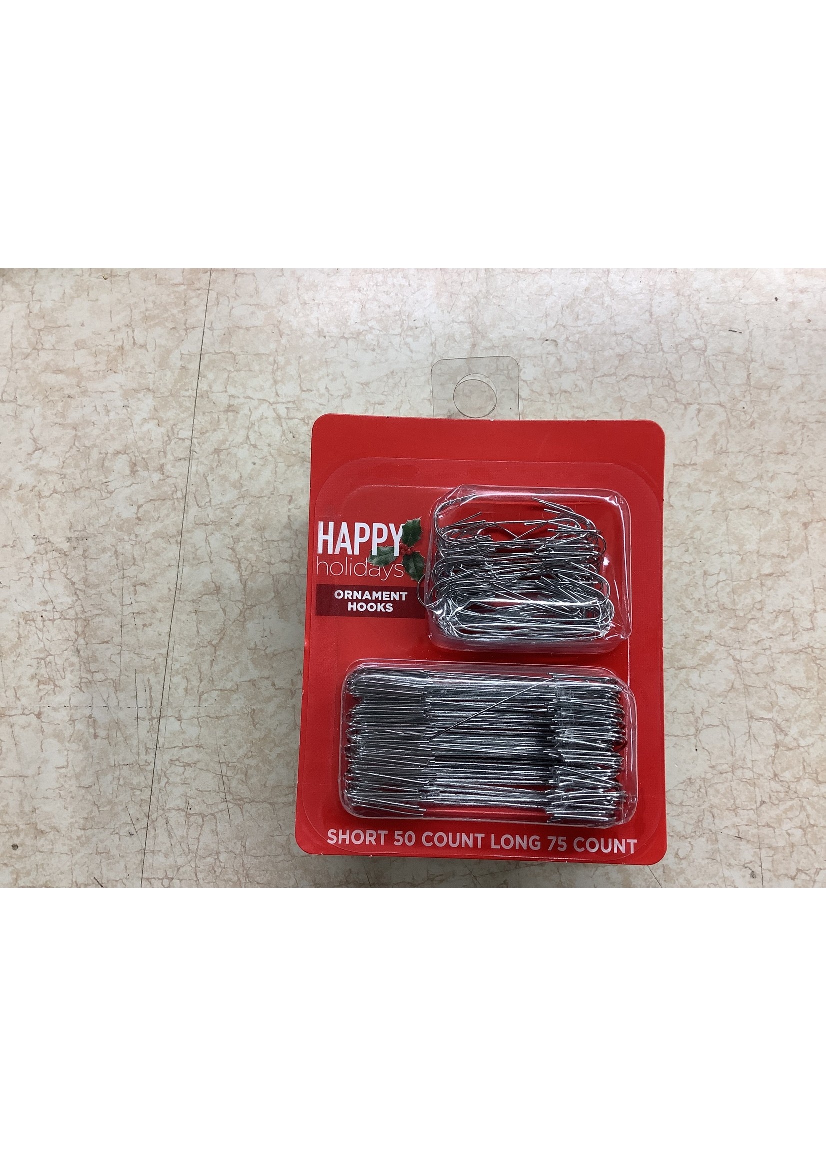 Happy Holidays Orniment Hooks 50 Short 75 Long Silver
