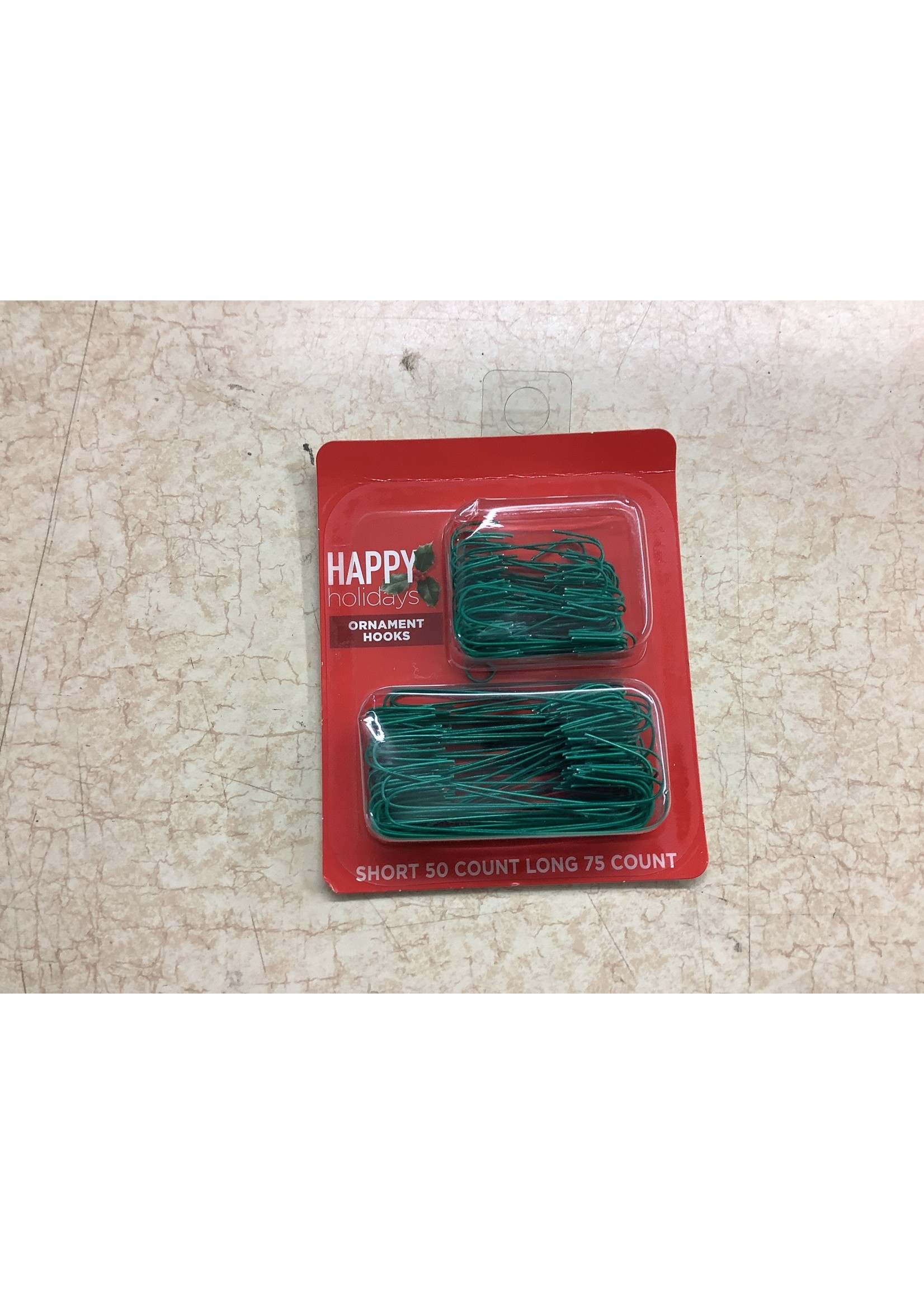 Happy Holidays Orniment Hooks 50 Short 75 Long Green