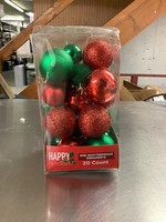 Green & Red Mini Shatterproof Ornaments *Lightly Damaged Box
