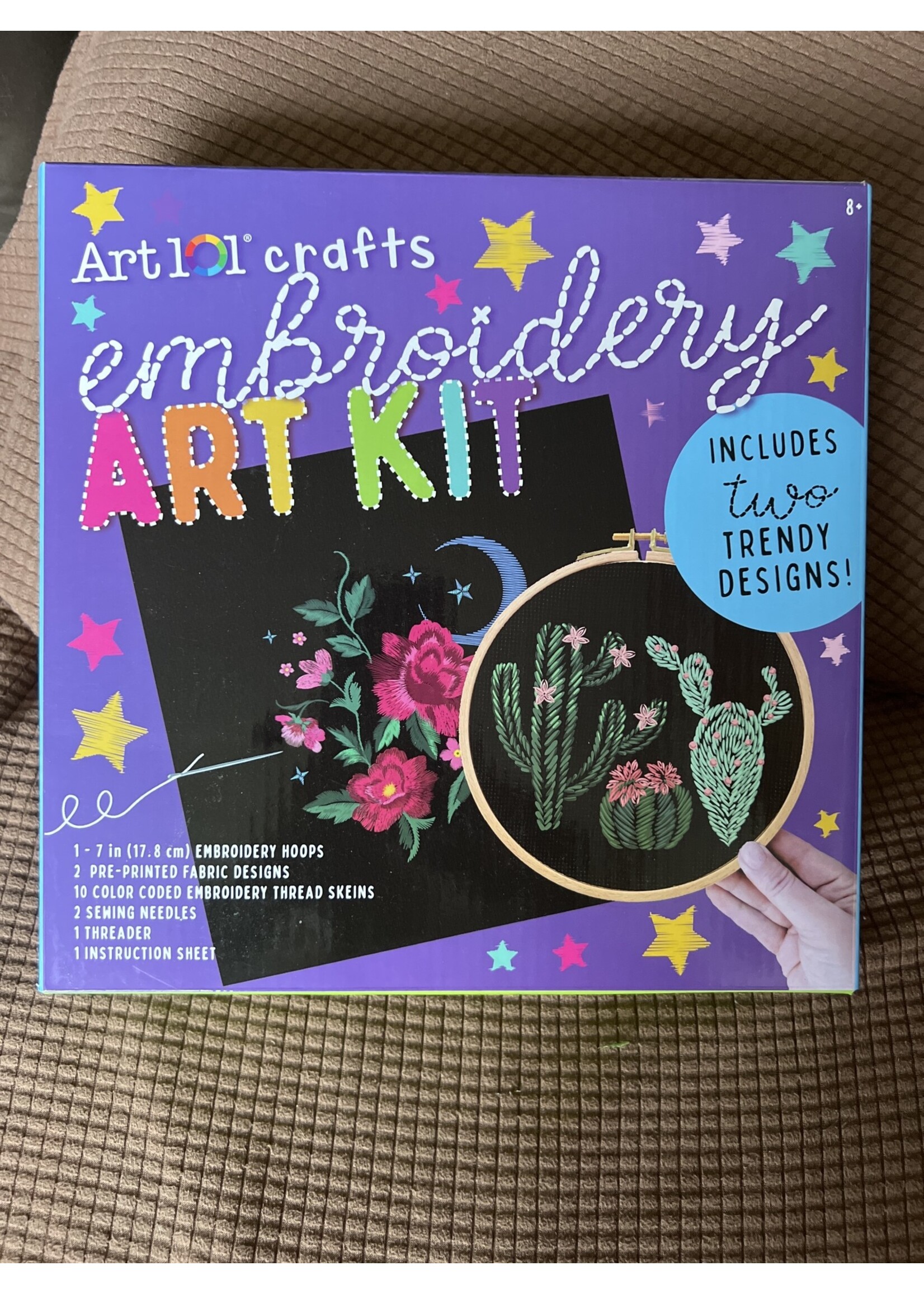 Art 101 Crafts Embroidery Art Kit with Floral and Cactus Designs - DM Creations