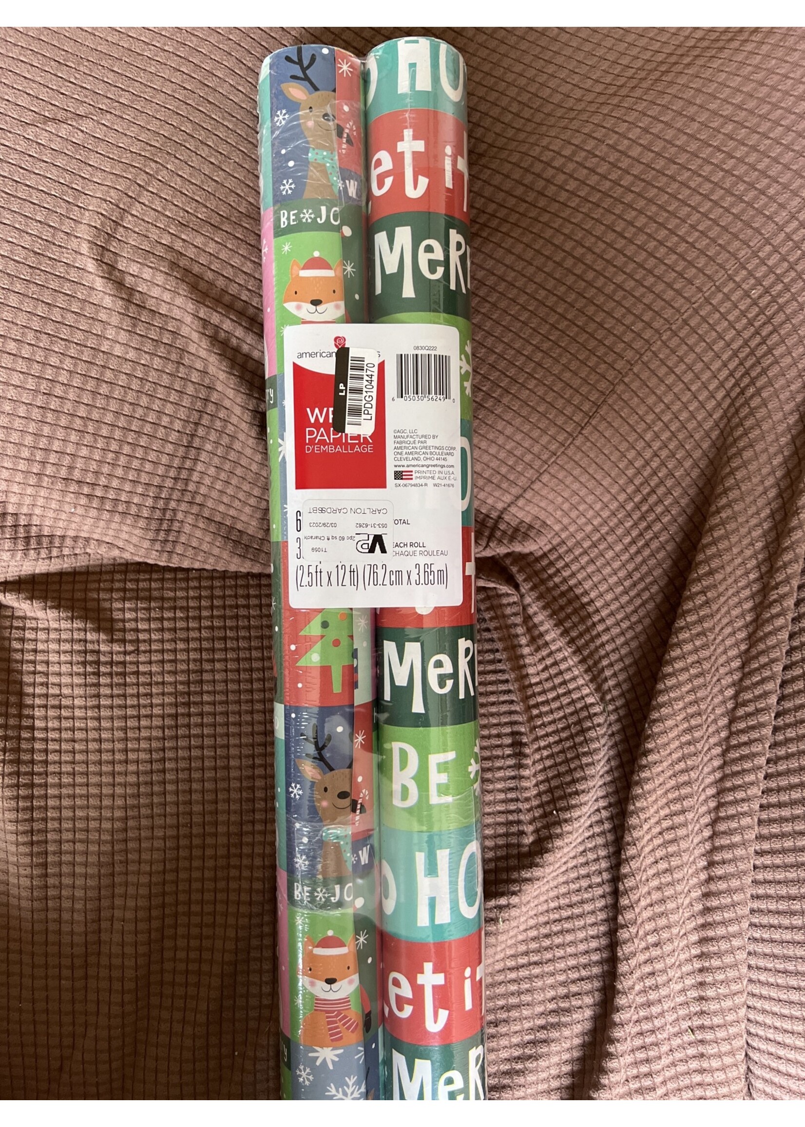 2pc 60 sq ft Characters and Lettering Christmas Roll Wraps