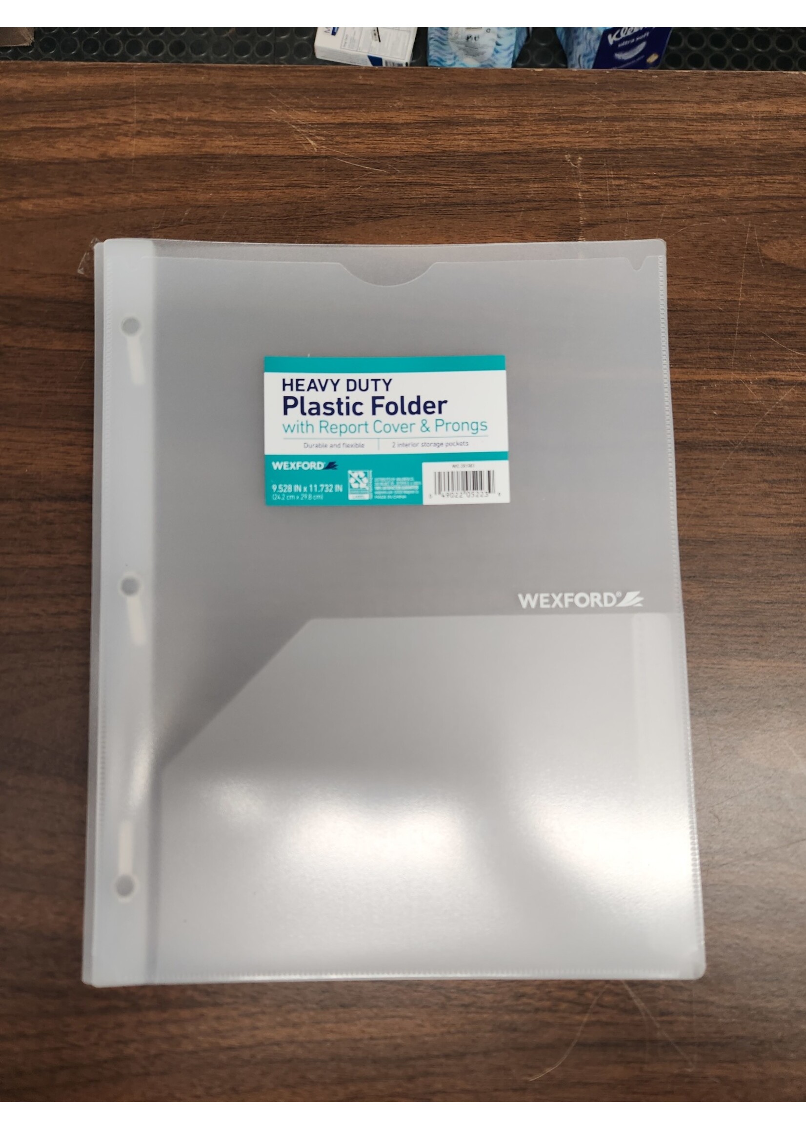 aclear Wexford 9.528"x11.732" Heavy Duty Plastic Folder w/ Report Cover & Prongs