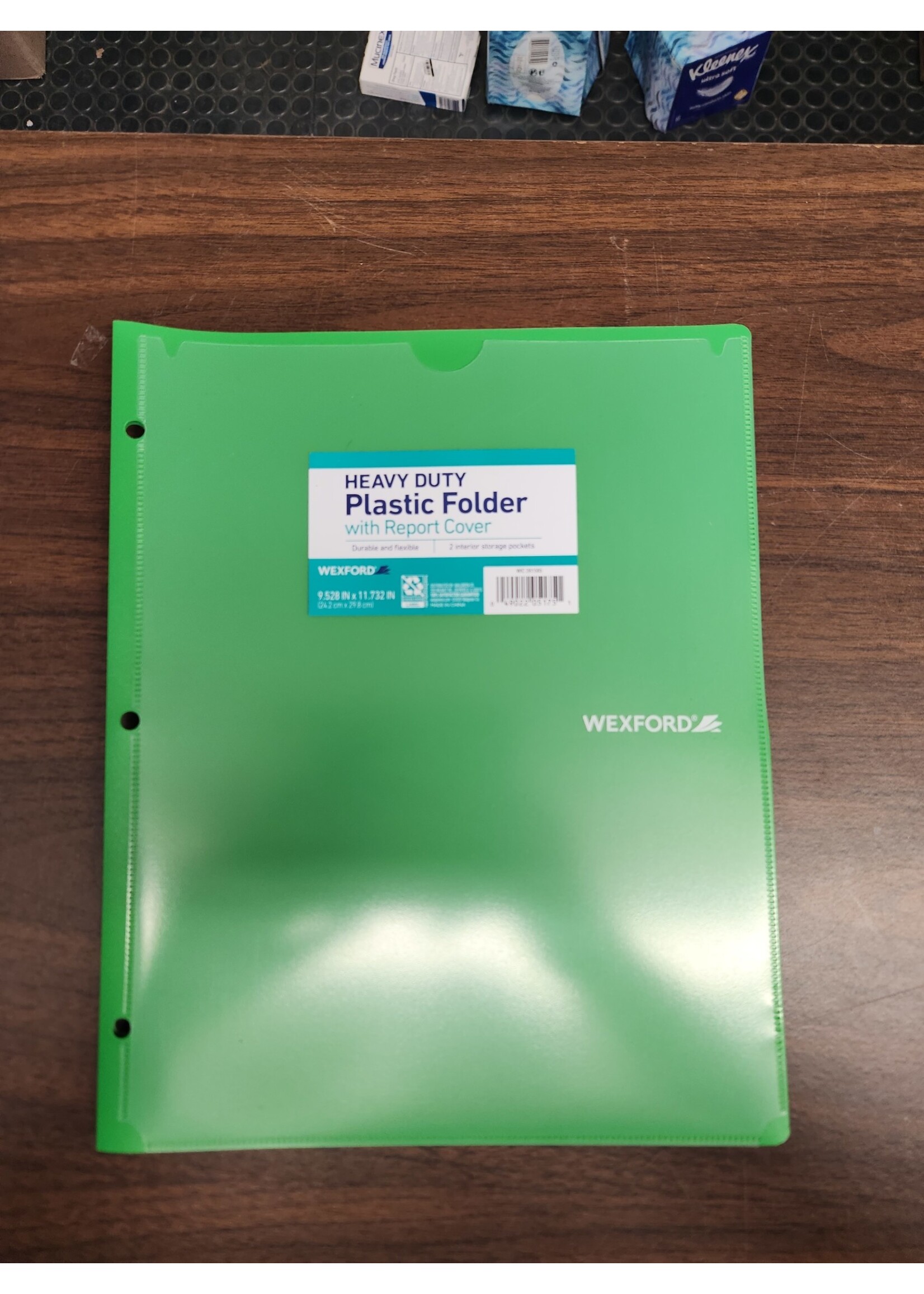 Green Wexford 9.528"x11.732" Heavy Duty Plastic Folder w/ Report Cover