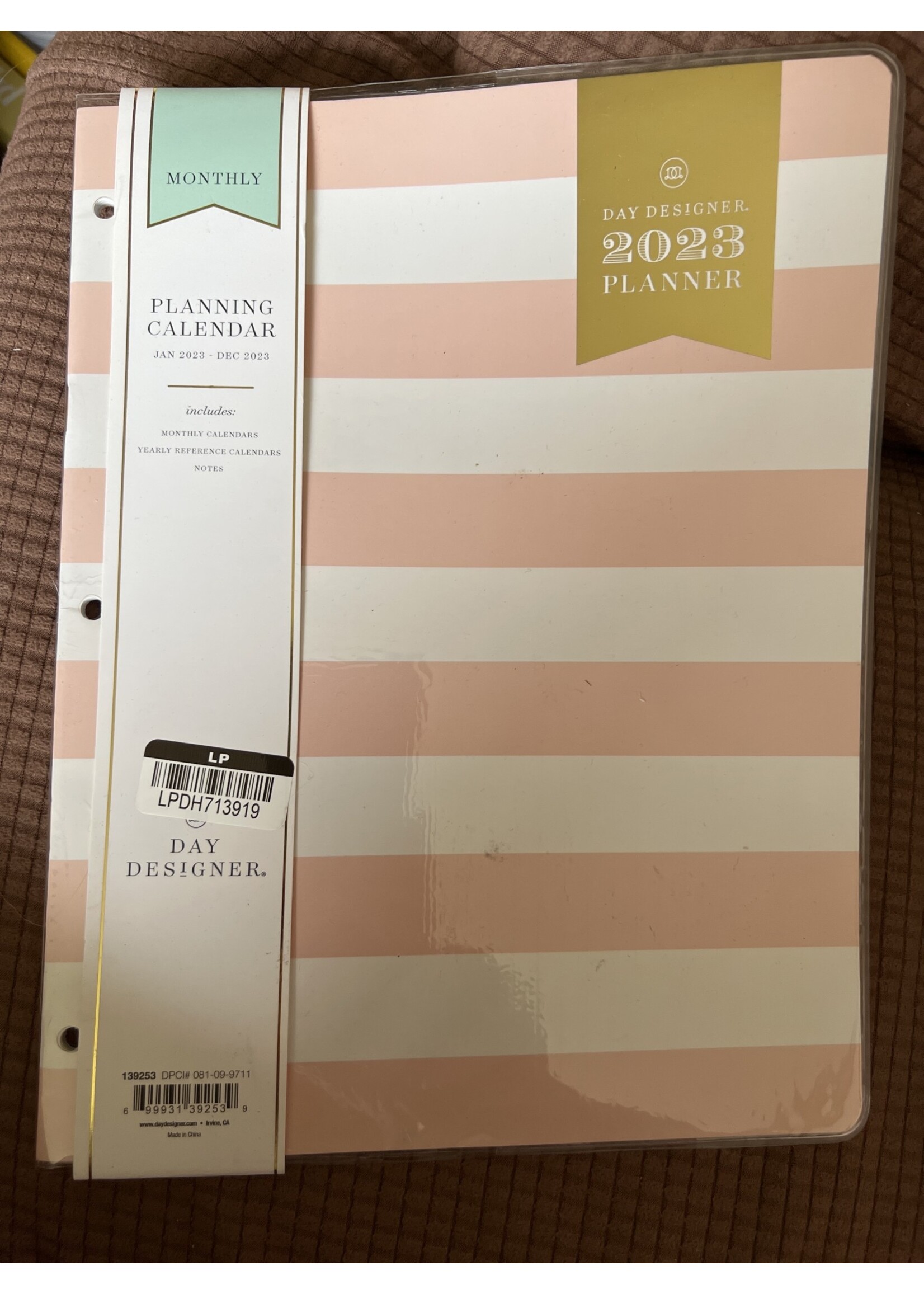 2023 Planner Monthly 8.5"x11" Rugby Stripe Blush - Day Designer